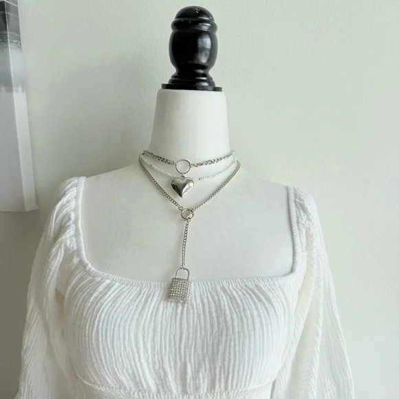 Y2K locket pendant necklace mcbling bedazzled necklace - Picture 1 of 5